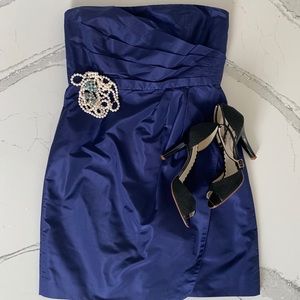 JCrew Selma Navy Strapless Silk Taffeta Dress 8